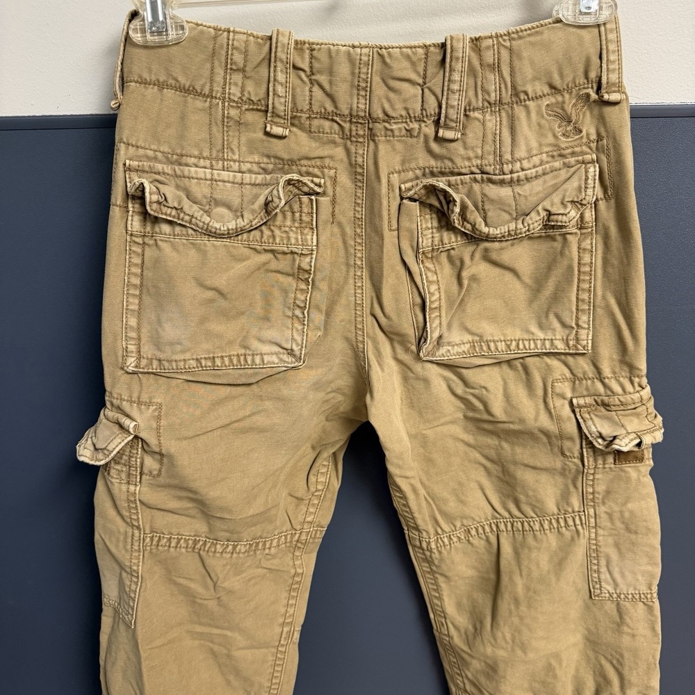 Y2K American Eagle Men's Khaki Cargo Pocket Pants Size 28/30 Grunge Utility‎ - Picture 4 of 10